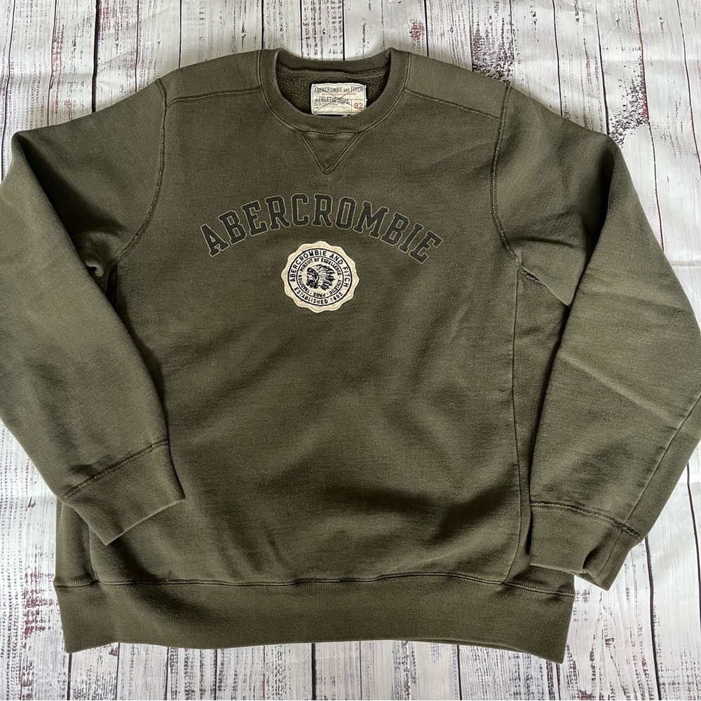 Abercrombie Men’s Pullover Sweater Indian Chief Green Cotton Poly Blend Size M